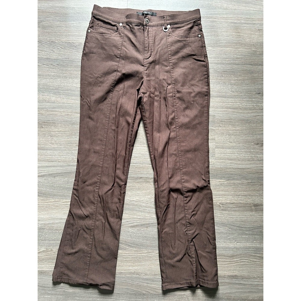 Simon Chang Casual Pants Womens Size 12 Flat Front Straight Leg Stretch Brown